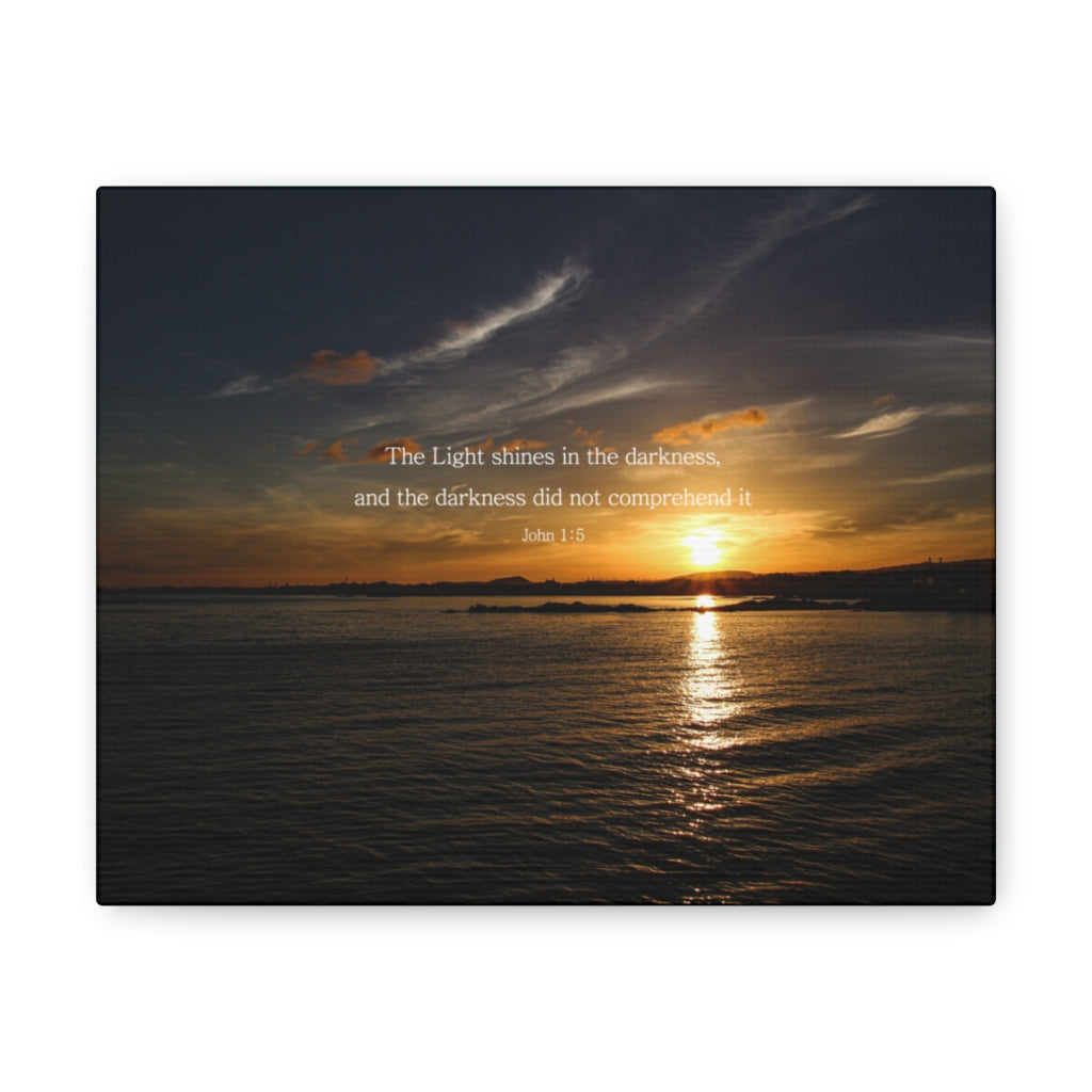Scripture Walls The Light Shines John 1:5 Dark Bible Verse Canvas Christian Wall Art Ready to Hang Unframed-Express Your Love Gifts