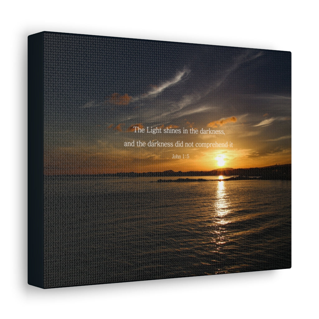 Scripture Walls The Light Shines John 1:5 Dark Bible Verse Canvas Christian Wall Art Ready to Hang Unframed-Express Your Love Gifts