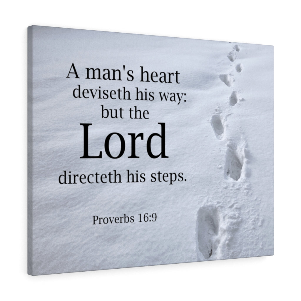 Scripture Walls The Lord Directeth Steps Proverbs 16:9 Bible Verse Canvas Christian Wall Art Ready to Hang Unframed-Express Your Love Gifts