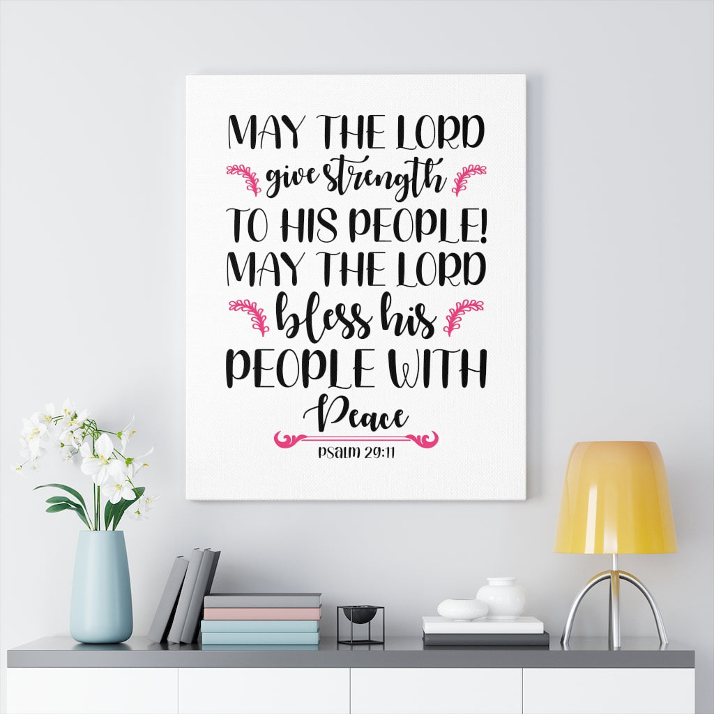 Scripture Walls The Lord Give Strength Psalm 29:11 Bible Verse Canvas Christian Wall Art Ready to Hang Unframed-Express Your Love Gifts