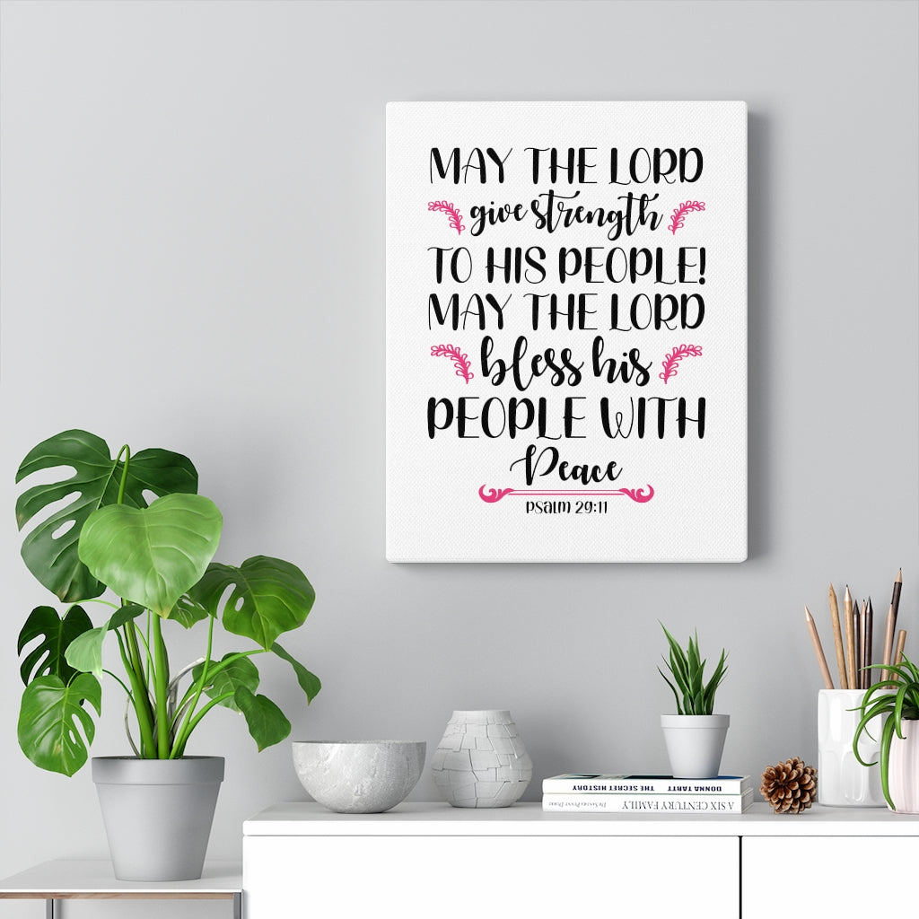 Scripture Walls The Lord Give Strength Psalm 29:11 Bible Verse Canvas Christian Wall Art Ready to Hang Unframed-Express Your Love Gifts