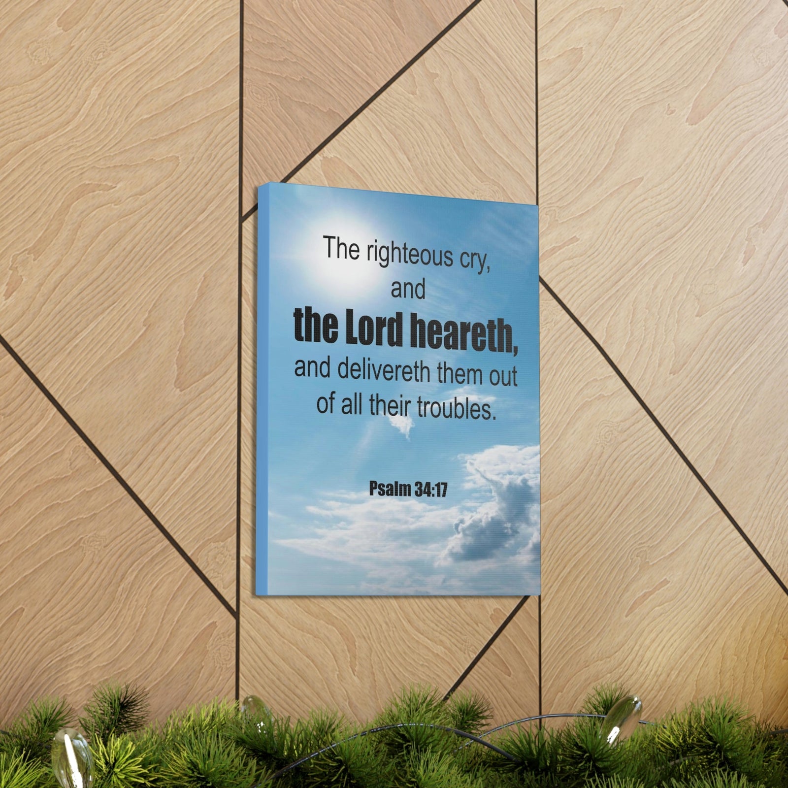 Scripture Walls The Lord Heareth Psalm 34:17 Bible Verse Canvas Christian Wall Art Ready to Hang Unframed-Express Your Love Gifts