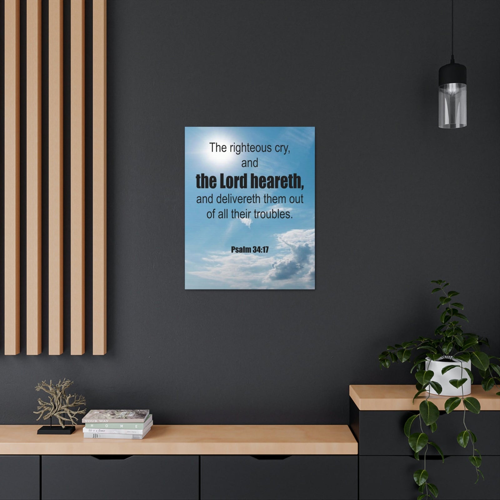 Scripture Walls The Lord Heareth Psalm 34:17 Bible Verse Canvas Christian Wall Art Ready to Hang Unframed-Express Your Love Gifts