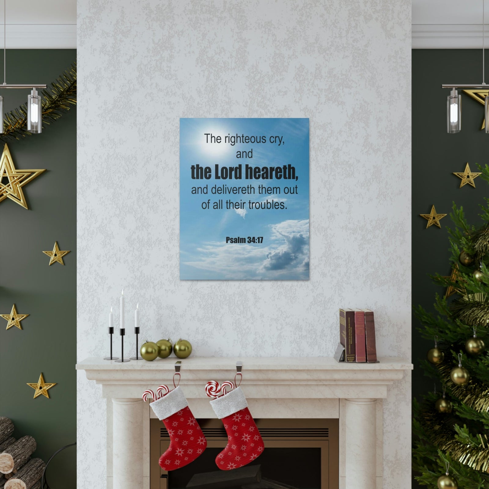 Scripture Walls The Lord Heareth Psalm 34:17 Bible Verse Canvas Christian Wall Art Ready to Hang Unframed-Express Your Love Gifts