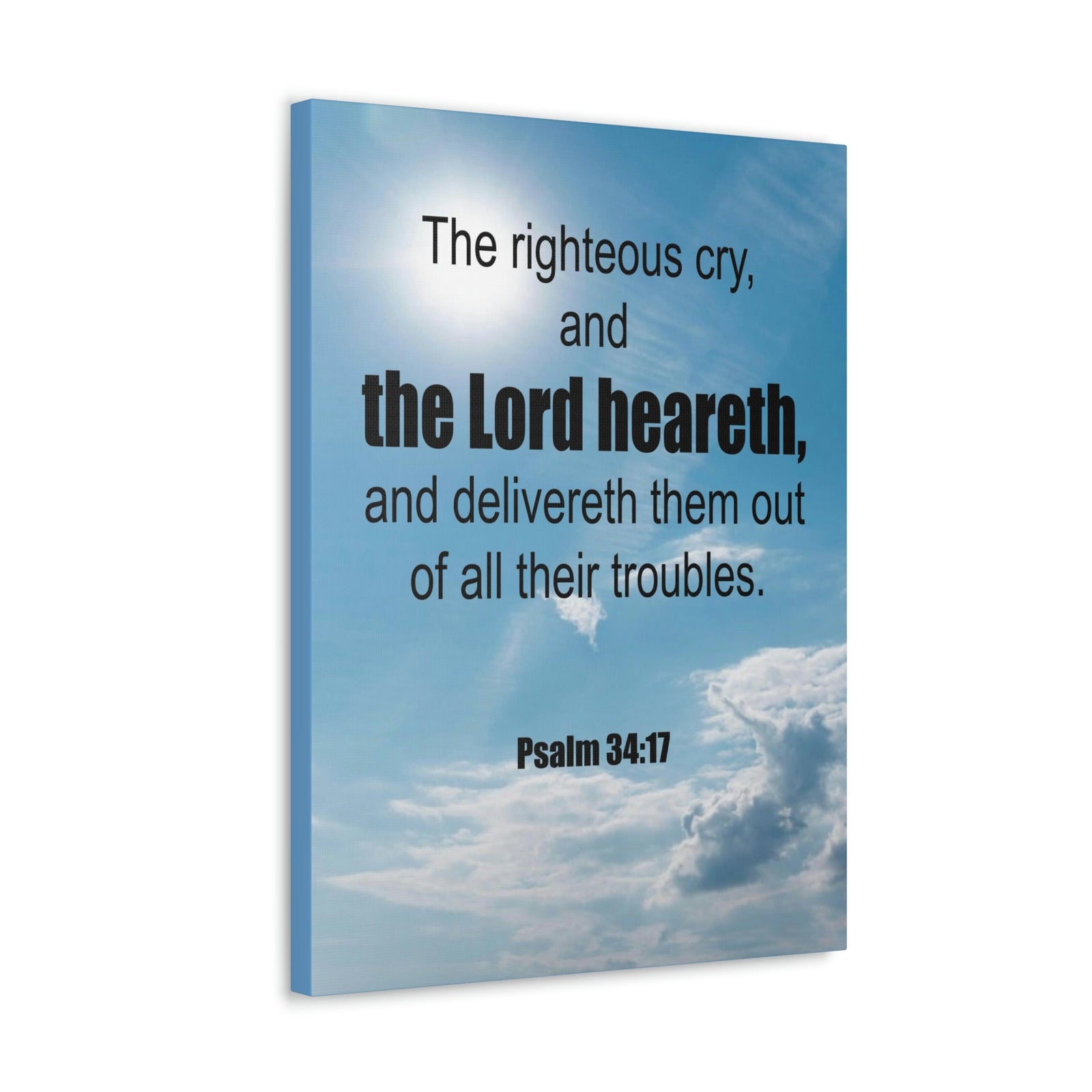 Scripture Walls The Lord Heareth Psalm 34:17 Bible Verse Canvas Christian Wall Art Ready to Hang Unframed-Express Your Love Gifts