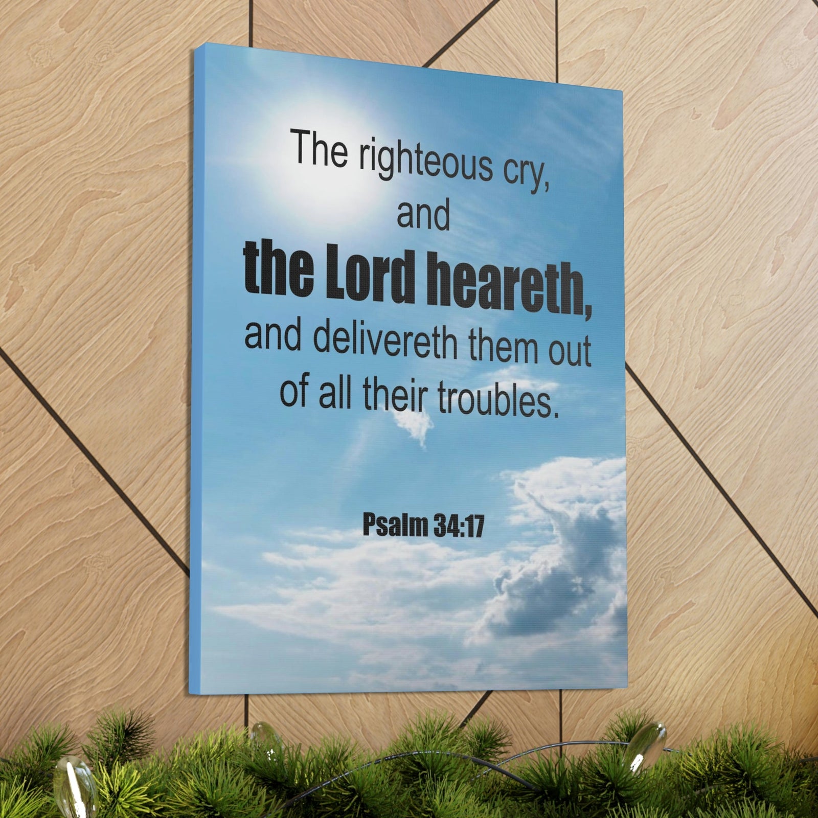 Scripture Walls The Lord Heareth Psalm 34:17 Bible Verse Canvas Christian Wall Art Ready to Hang Unframed-Express Your Love Gifts