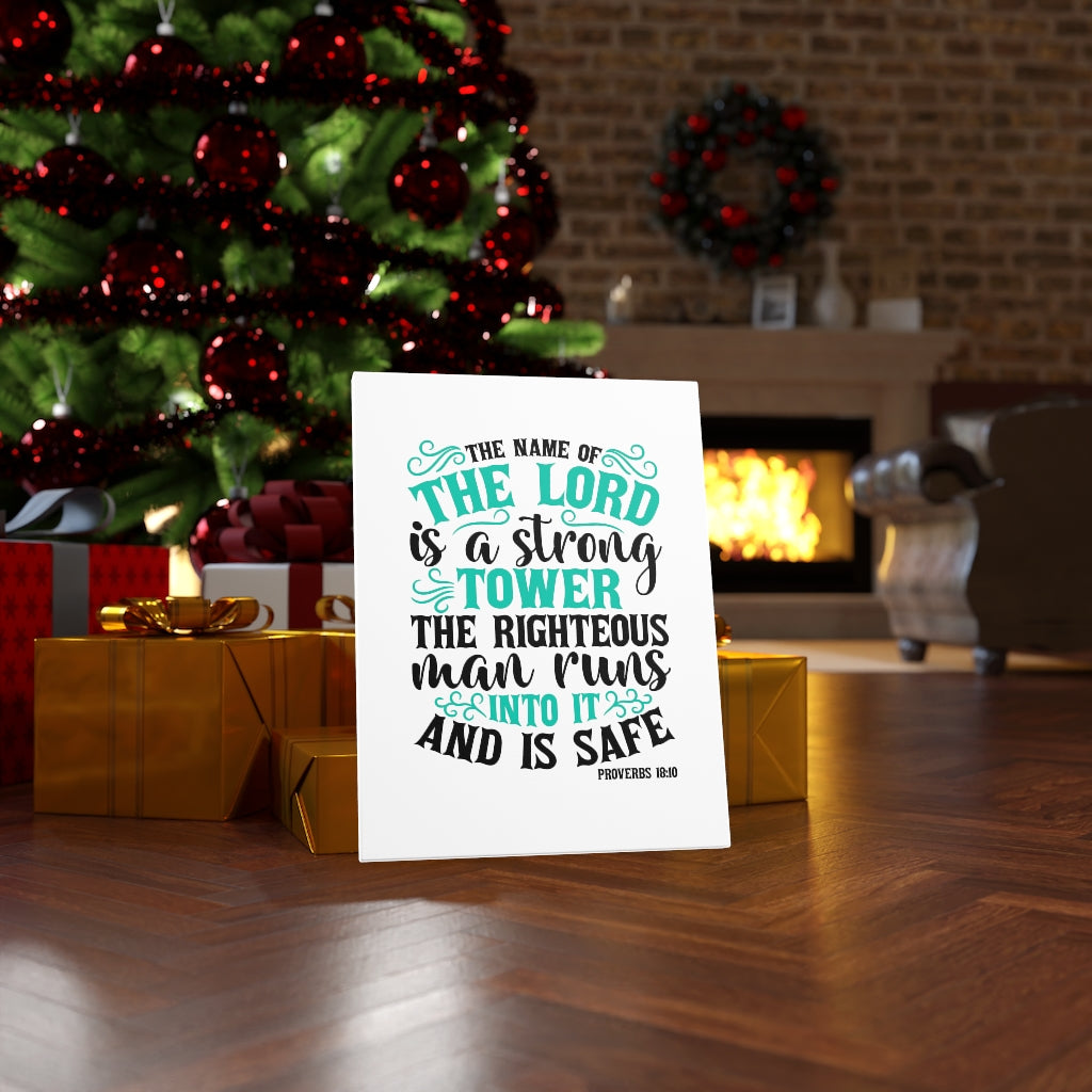 Scripture Walls The Lord Is A Strong Tower Proverbs 18:10 Bible Verse Canvas Christian Wall Art Ready to Hang Unframed-Express Your Love Gifts