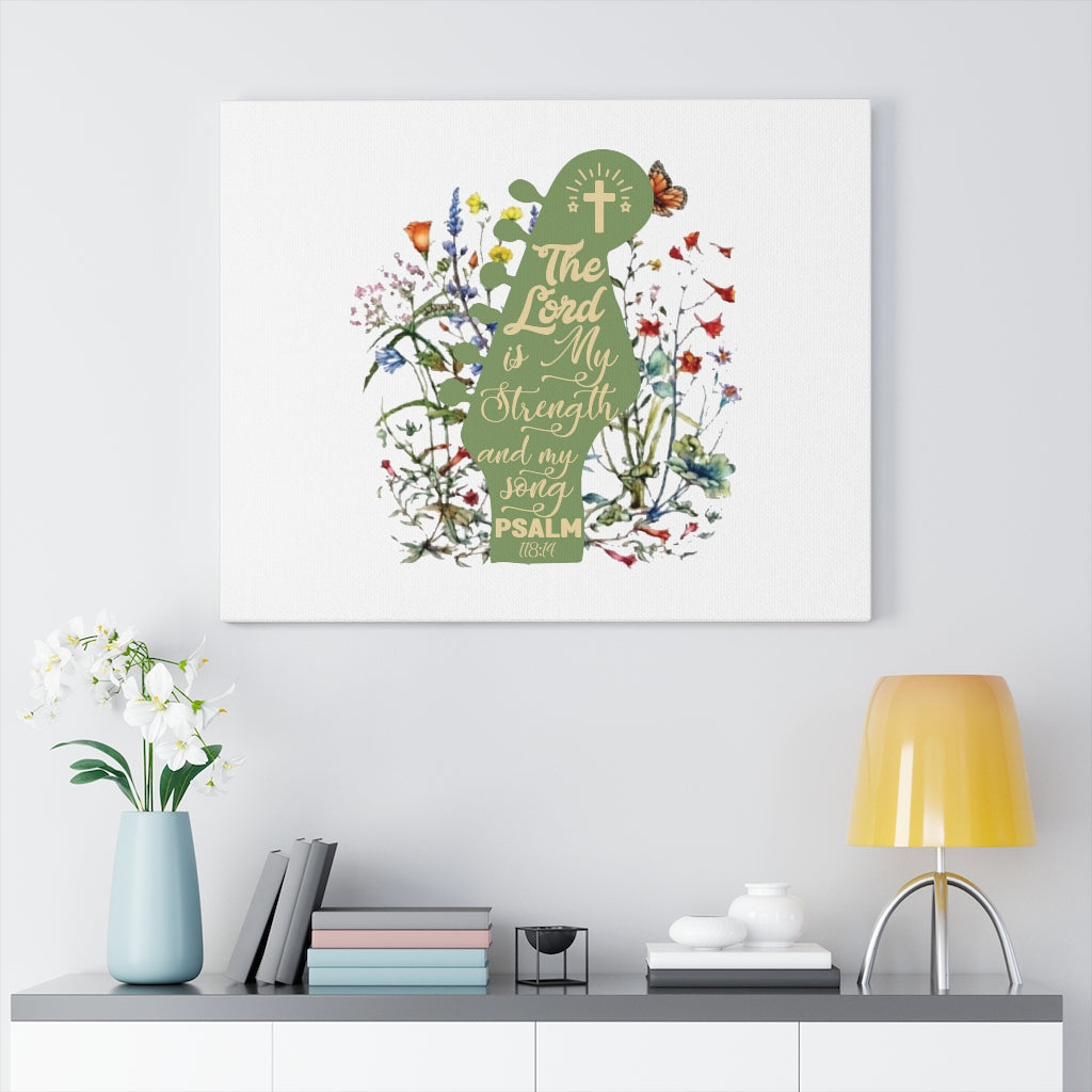 Scripture Walls The Lord Is My Strength Psalm 118:14 Bible Verse Canvas Christian Wall Art Ready to Hang Unframed-Express Your Love Gifts