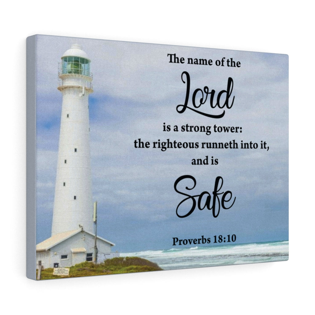 Scripture Walls The Lord is Safe Proverbs 18:10 Bible Verse Canvas Christian Wall Art Ready to Hang Unframed-Express Your Love Gifts