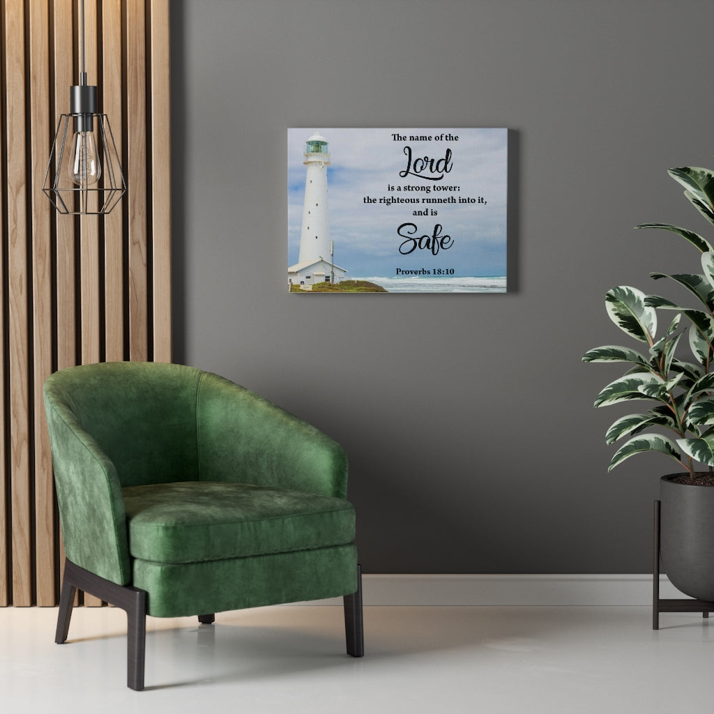 Scripture Walls The Lord is Safe Proverbs 18:10 Bible Verse Canvas Christian Wall Art Ready to Hang Unframed-Express Your Love Gifts