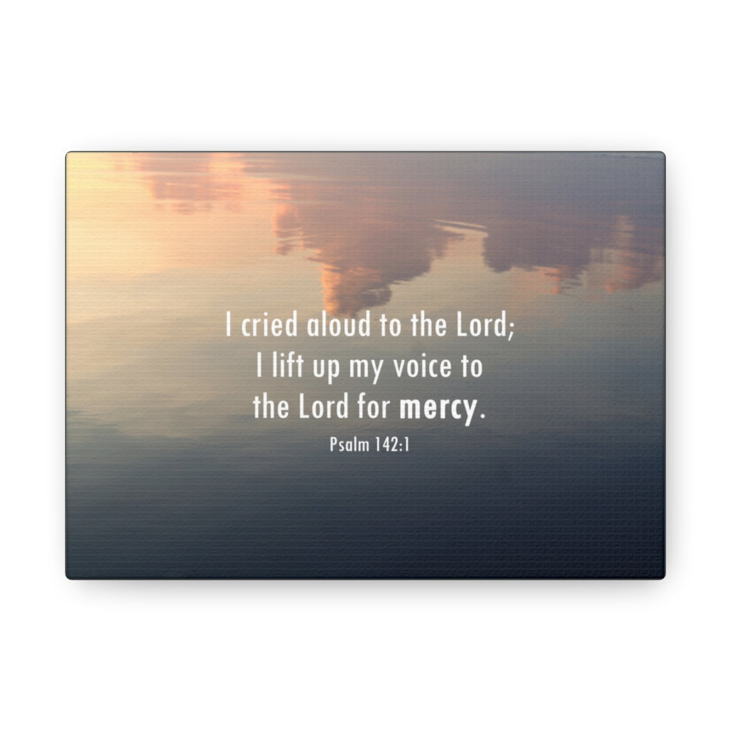 Scripture Walls The Lord Of Mercy Psalm 142:1 Bible Verse Canvas Christian Wall Art Ready to Hang Unframed-Express Your Love Gifts