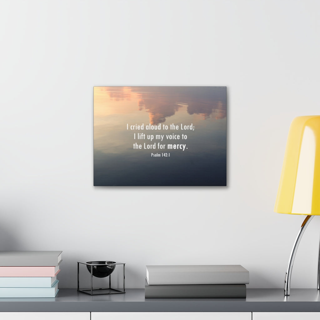 Scripture Walls The Lord Of Mercy Psalm 142:1 Bible Verse Canvas Christian Wall Art Ready to Hang Unframed-Express Your Love Gifts