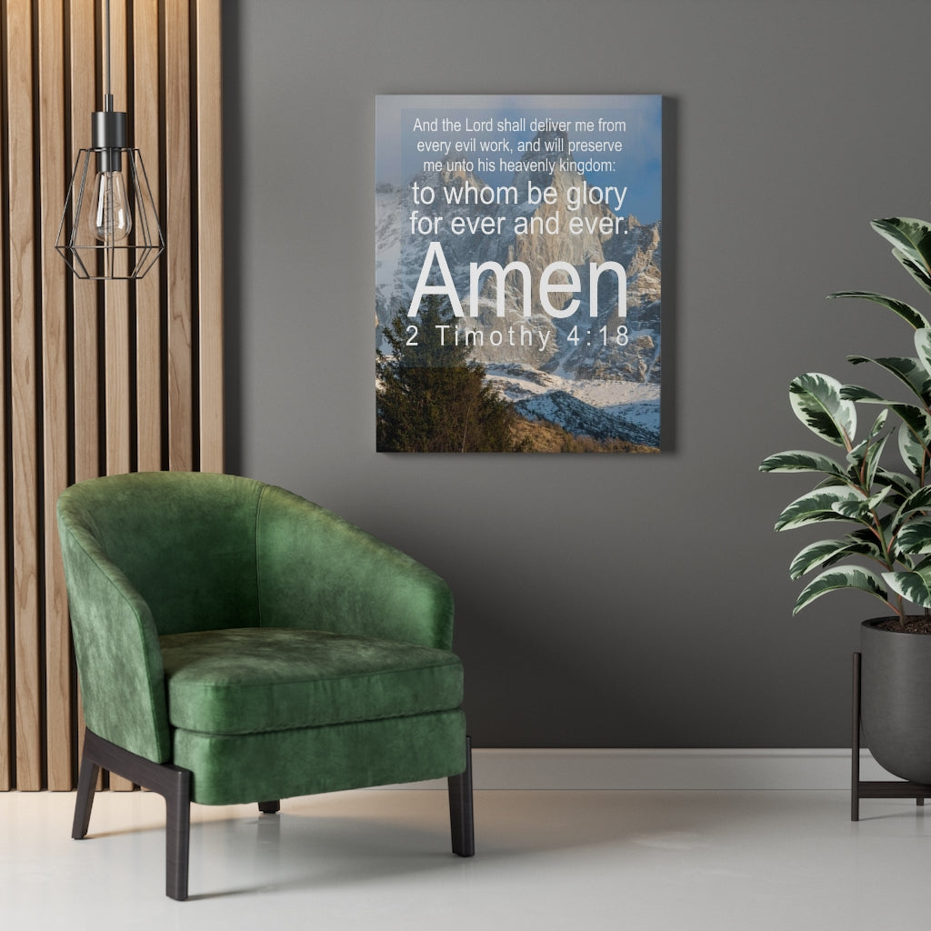Scripture Walls The Lord Shall Deliver 2 Timothy 4:18 Bible Verse Canvas Christian Wall Art Ready to Hang Unframed-Express Your Love Gifts