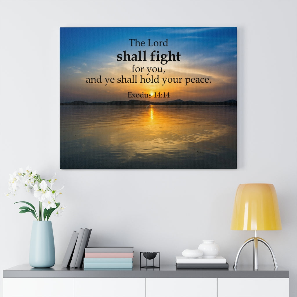 Scripture Walls The Lord Shall Fight For You Exodus 14:14Bible Verse Canvas Christian Wall Art Ready to Hang Unframed-Express Your Love Gifts