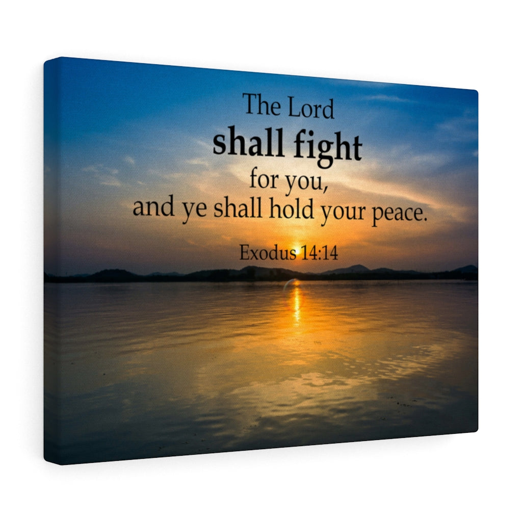 Scripture Walls The Lord Shall Fight For You Exodus 14:14Bible Verse Canvas Christian Wall Art Ready to Hang Unframed-Express Your Love Gifts