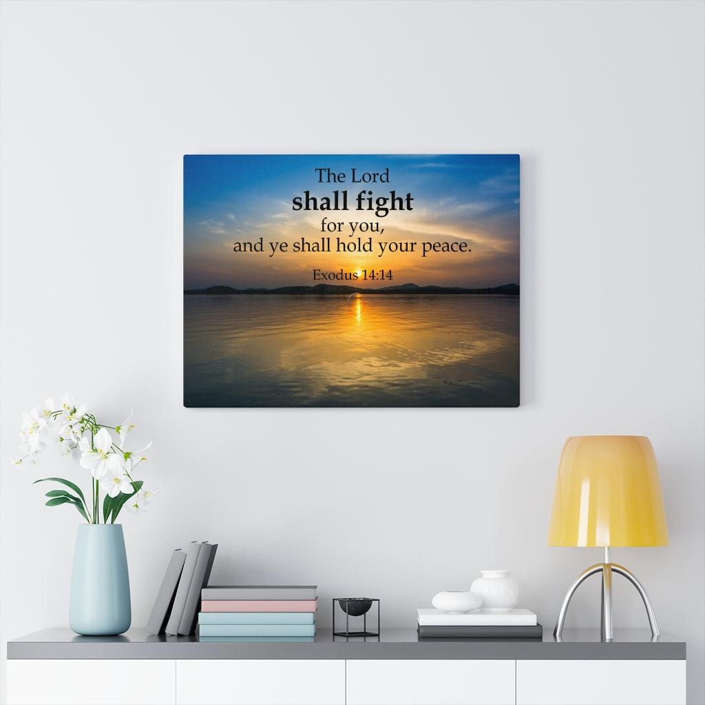 Scripture Walls The Lord Shall Fight For You Exodus 14:14Bible Verse Canvas Christian Wall Art Ready to Hang Unframed-Express Your Love Gifts