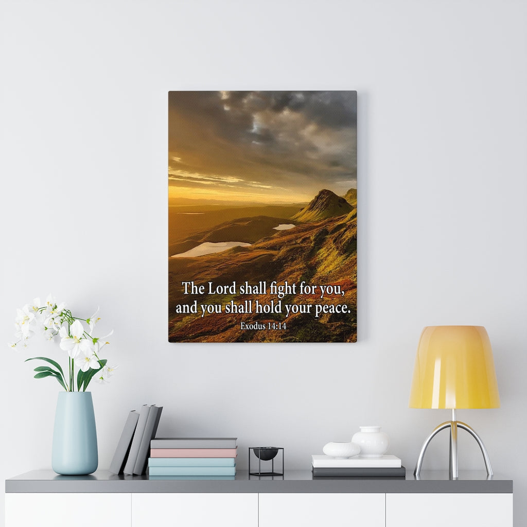 Scripture Walls The Lord Shall Fight For You Romans 8:31 Bible Verse Canvas Christian Wall Art Ready to Hang Unframed-Express Your Love Gifts
