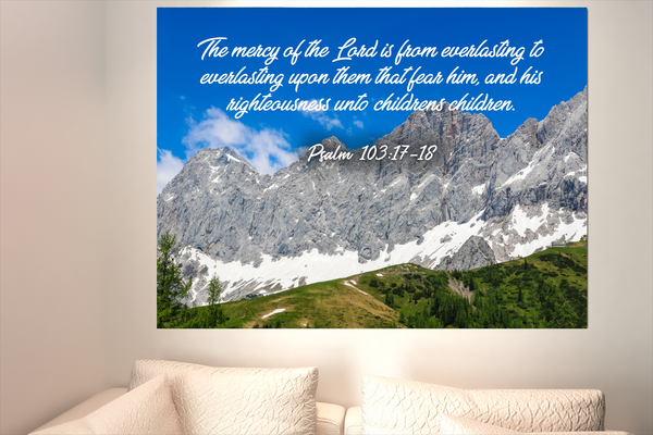 Scripture Walls The Mercy of The Lord Psalm 103:17-18 Bible Verse Canvas Christian Wall Art Ready to Hang Unframed-Express Your Love Gifts