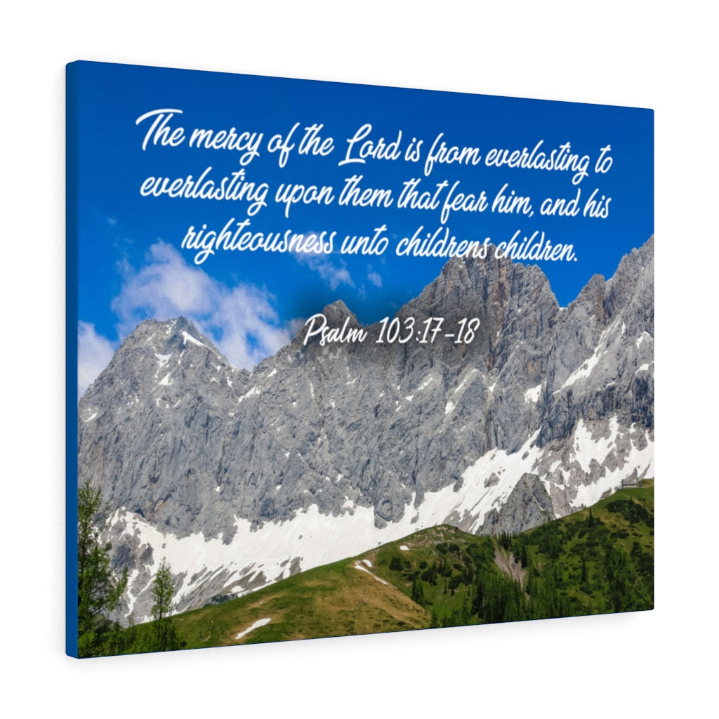 Scripture Walls The Mercy of The Lord Psalm 103:17-18 Bible Verse Canvas Christian Wall Art Ready to Hang Unframed-Express Your Love Gifts