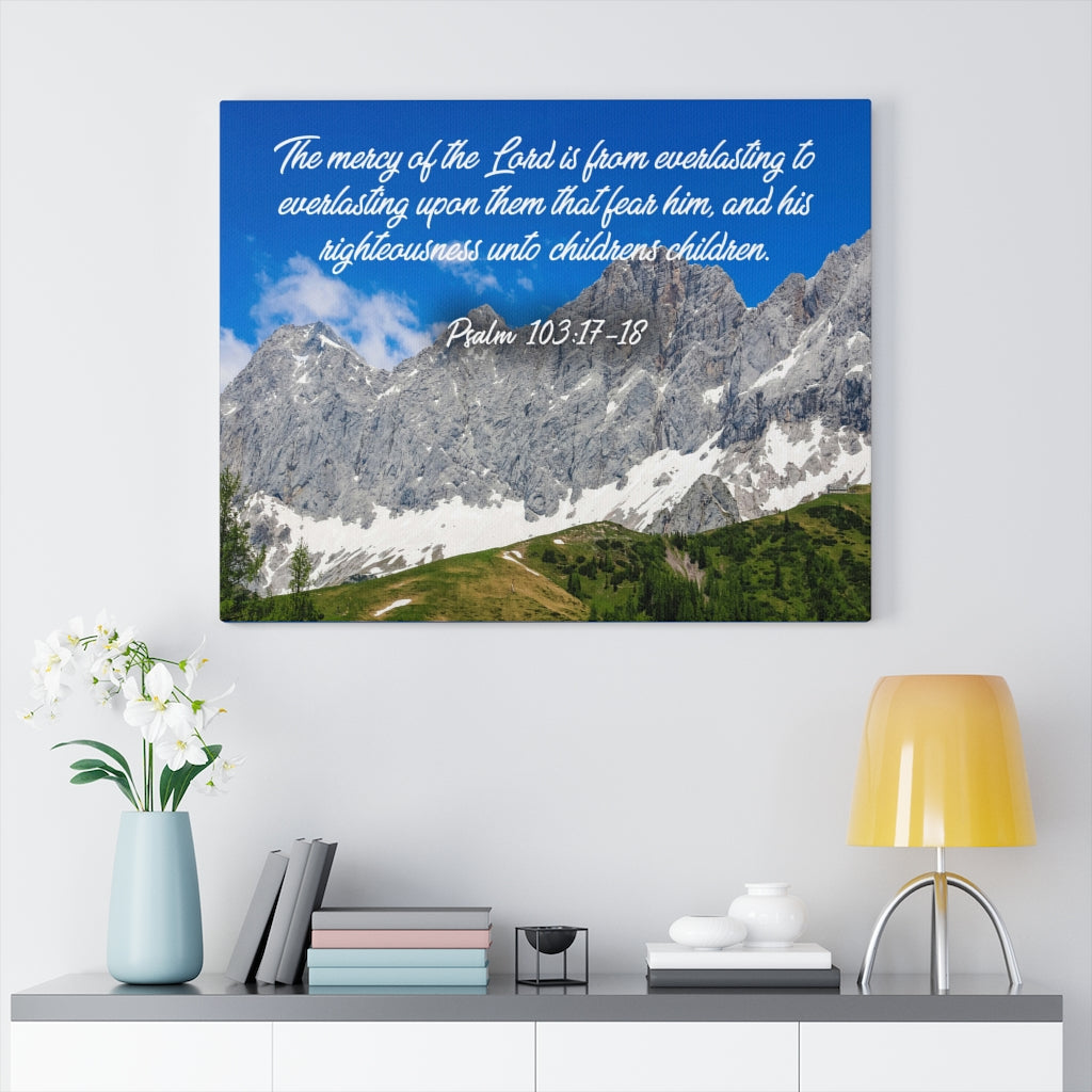 Scripture Walls The Mercy of The Lord Psalm 103:17-18 Bible Verse Canvas Christian Wall Art Ready to Hang Unframed-Express Your Love Gifts