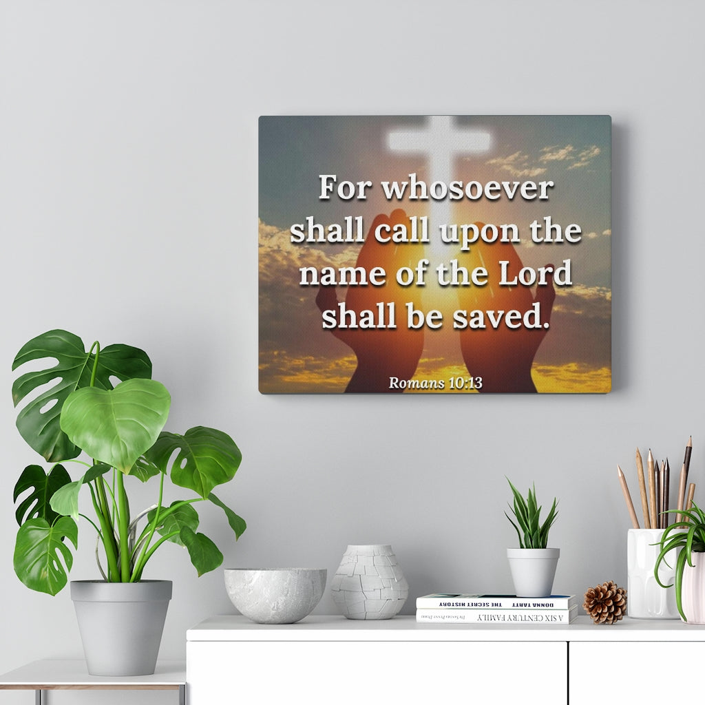 Scripture Walls The Name Romans 10:13 Bible Verse Canvas Christian Wall Art Ready to Hang Unframed-Express Your Love Gifts