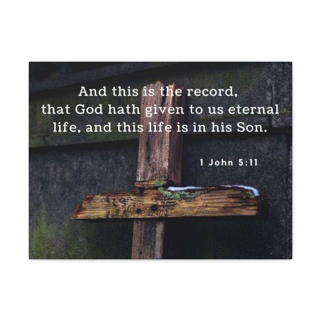 Scripture Walls The Record 1 John 5:11 Bible Verse Canvas Christian Wall Art Ready to Hang Unframed-Express Your Love Gifts