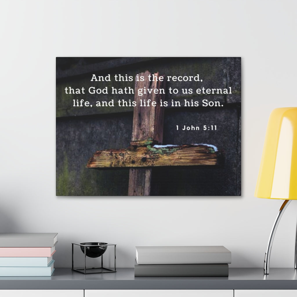 Scripture Walls The Record 1 John 5:11 Bible Verse Canvas Christian Wall Art Ready to Hang Unframed-Express Your Love Gifts