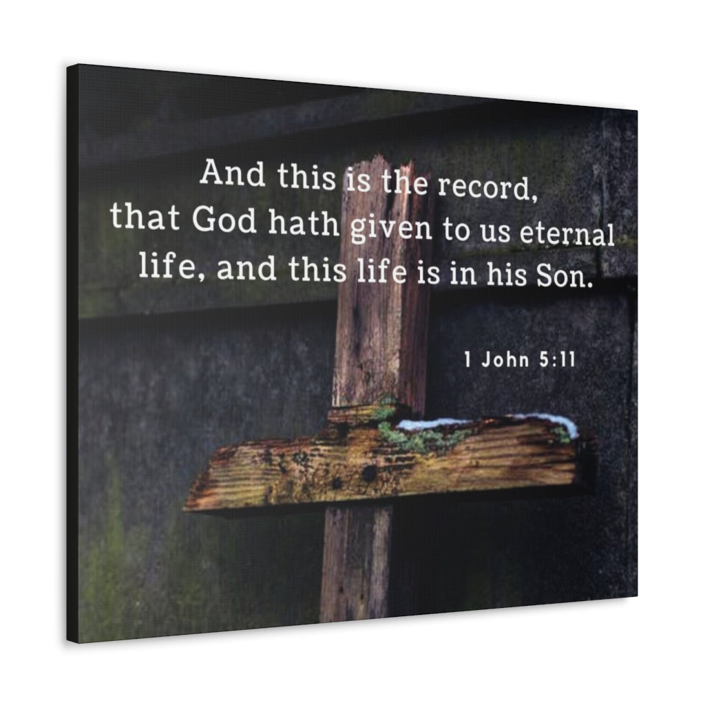 Scripture Walls The Record 1 John 5:11 Bible Verse Canvas Christian Wall Art Ready to Hang Unframed-Express Your Love Gifts