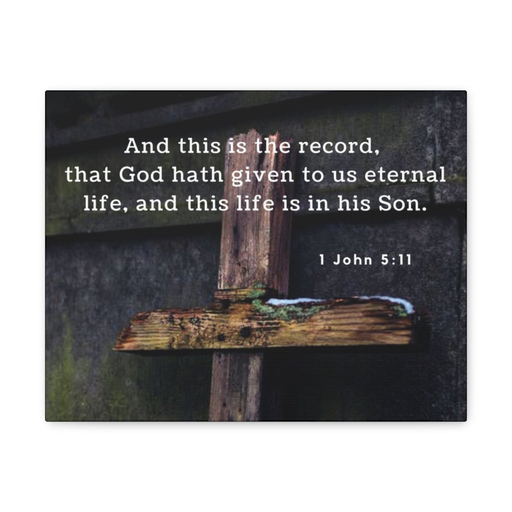 Scripture Walls The Record 1 John 5:11 Bible Verse Canvas Christian Wall Art Ready to Hang Unframed-Express Your Love Gifts