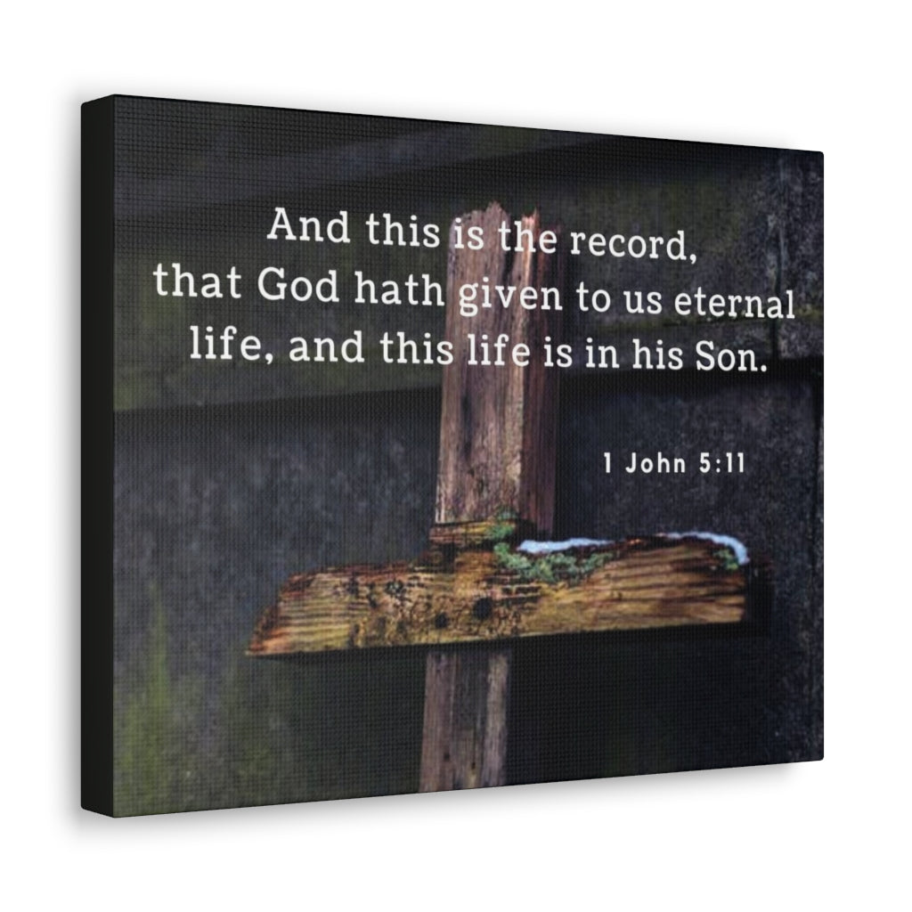 Scripture Walls The Record 1 John 5:11 Bible Verse Canvas Christian Wall Art Ready to Hang Unframed-Express Your Love Gifts