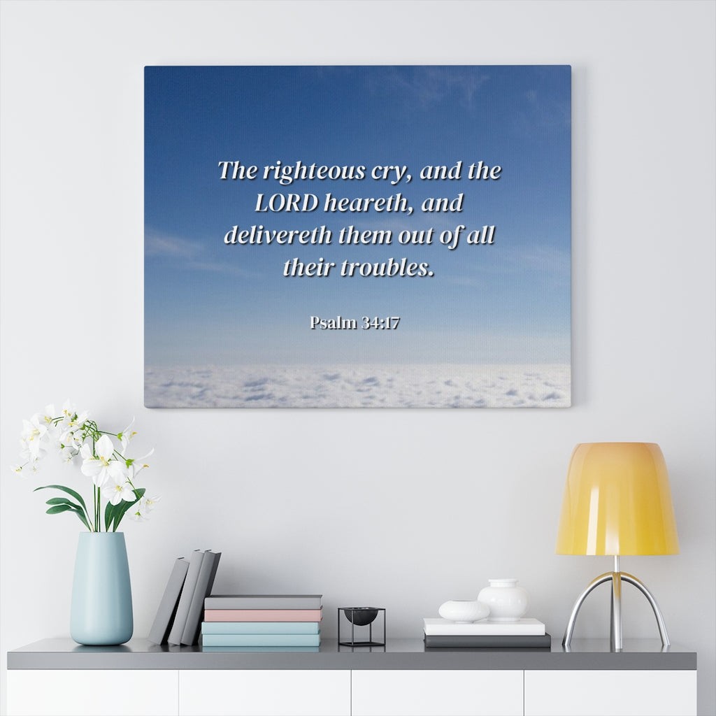 Scripture Walls The Righteous Cry Psalm 34:17 Bible Verse Canvas Christian Wall Art Ready to Hang Unframed-Express Your Love Gifts