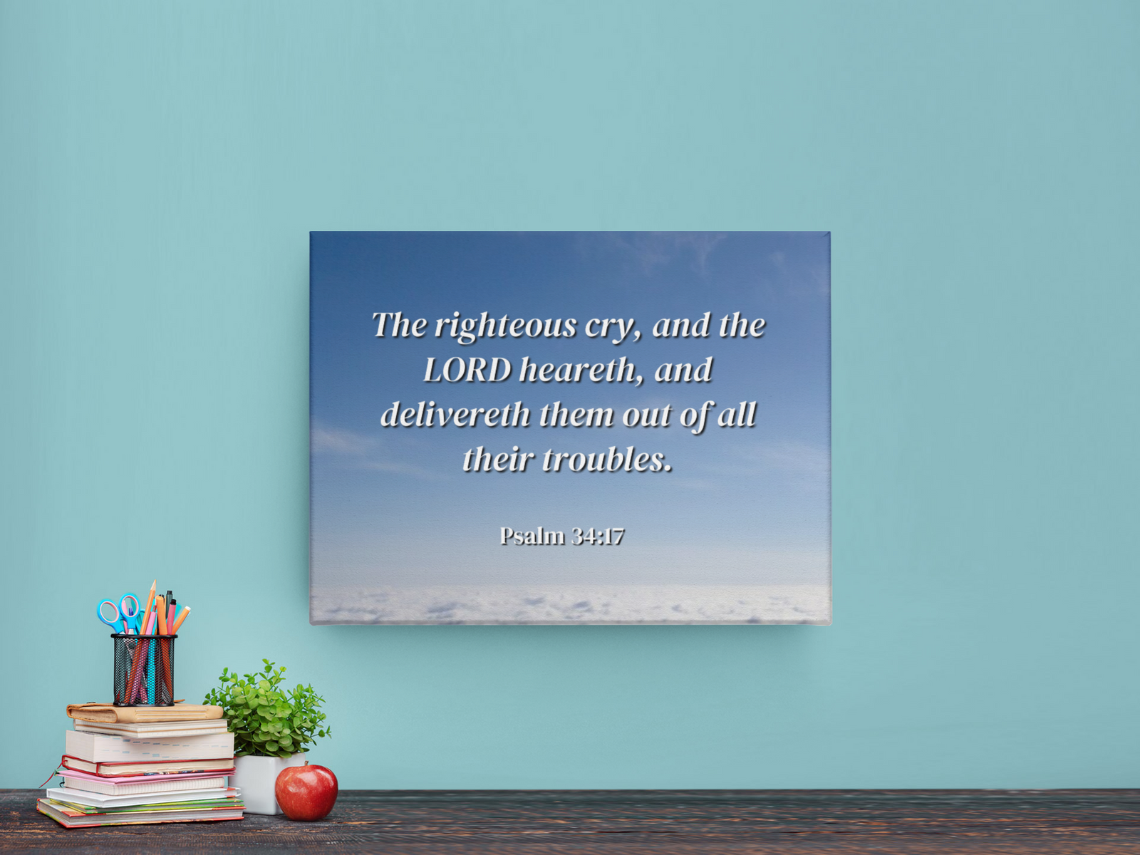 Scripture Walls The Righteous Cry Psalm 34:17 Bible Verse Canvas Christian Wall Art Ready to Hang Unframed-Express Your Love Gifts