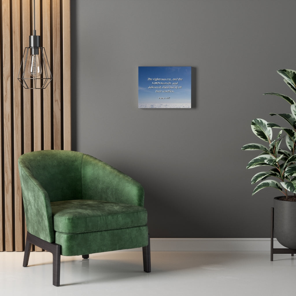 Scripture Walls The Righteous Cry Psalm 34:17 Bible Verse Canvas Christian Wall Art Ready to Hang Unframed-Express Your Love Gifts