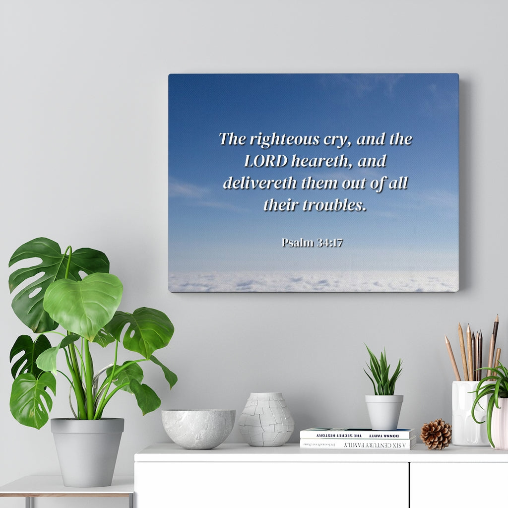 Scripture Walls The Righteous Cry Psalm 34:17 Bible Verse Canvas Christian Wall Art Ready to Hang Unframed-Express Your Love Gifts