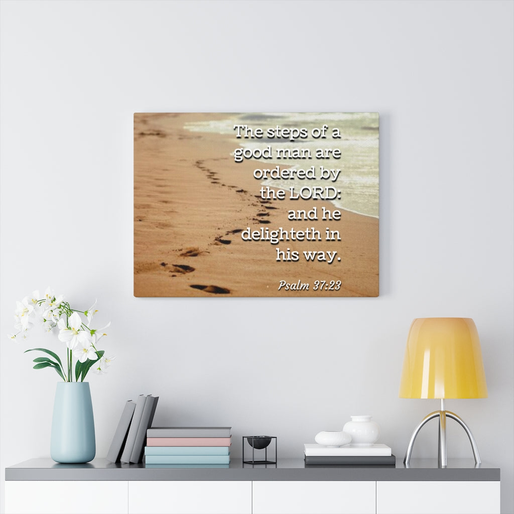 Scripture Walls The Steps Psalm 37:23 Bible Verse Canvas Christian Wall Art Ready to Hang Unframed-Express Your Love Gifts