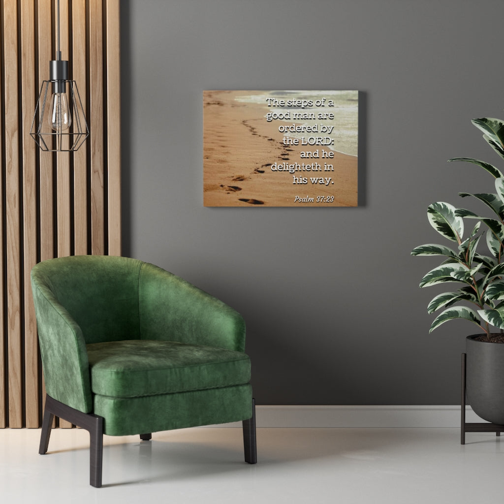 Scripture Walls The Steps Psalm 37:23 Bible Verse Canvas Christian Wall Art Ready to Hang Unframed-Express Your Love Gifts