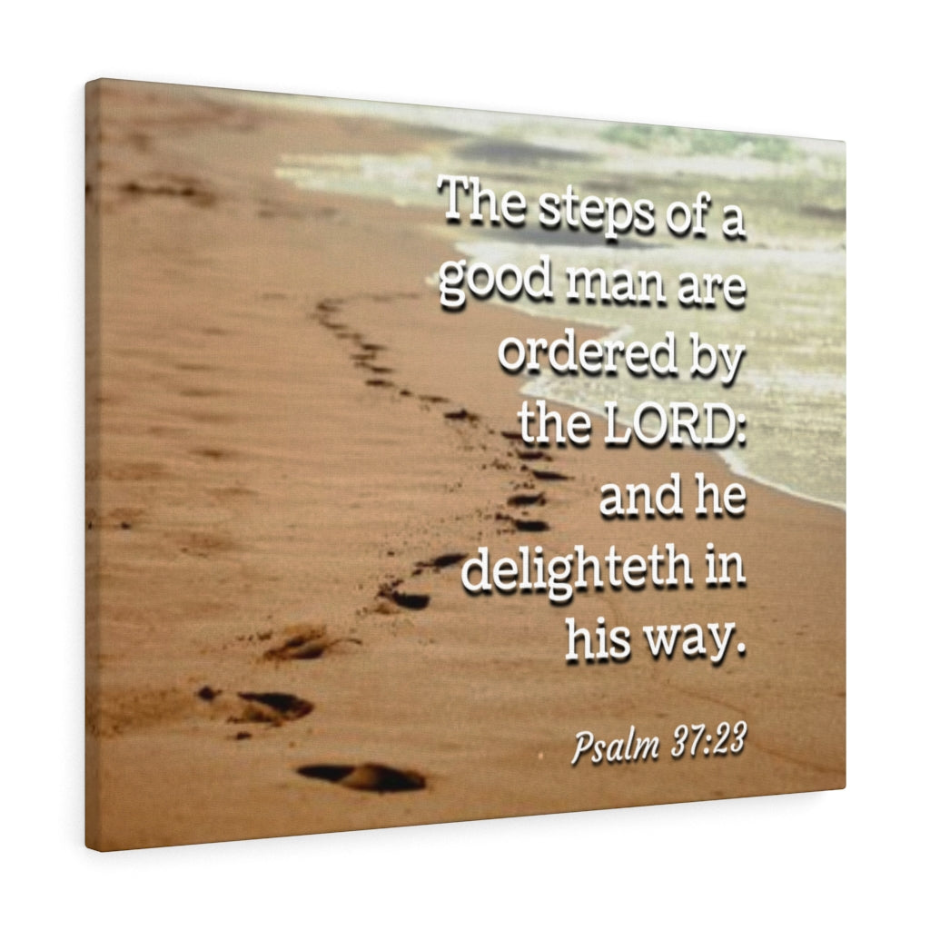 Scripture Walls The Steps Psalm 37:23 Bible Verse Canvas Christian Wall Art Ready to Hang Unframed-Express Your Love Gifts
