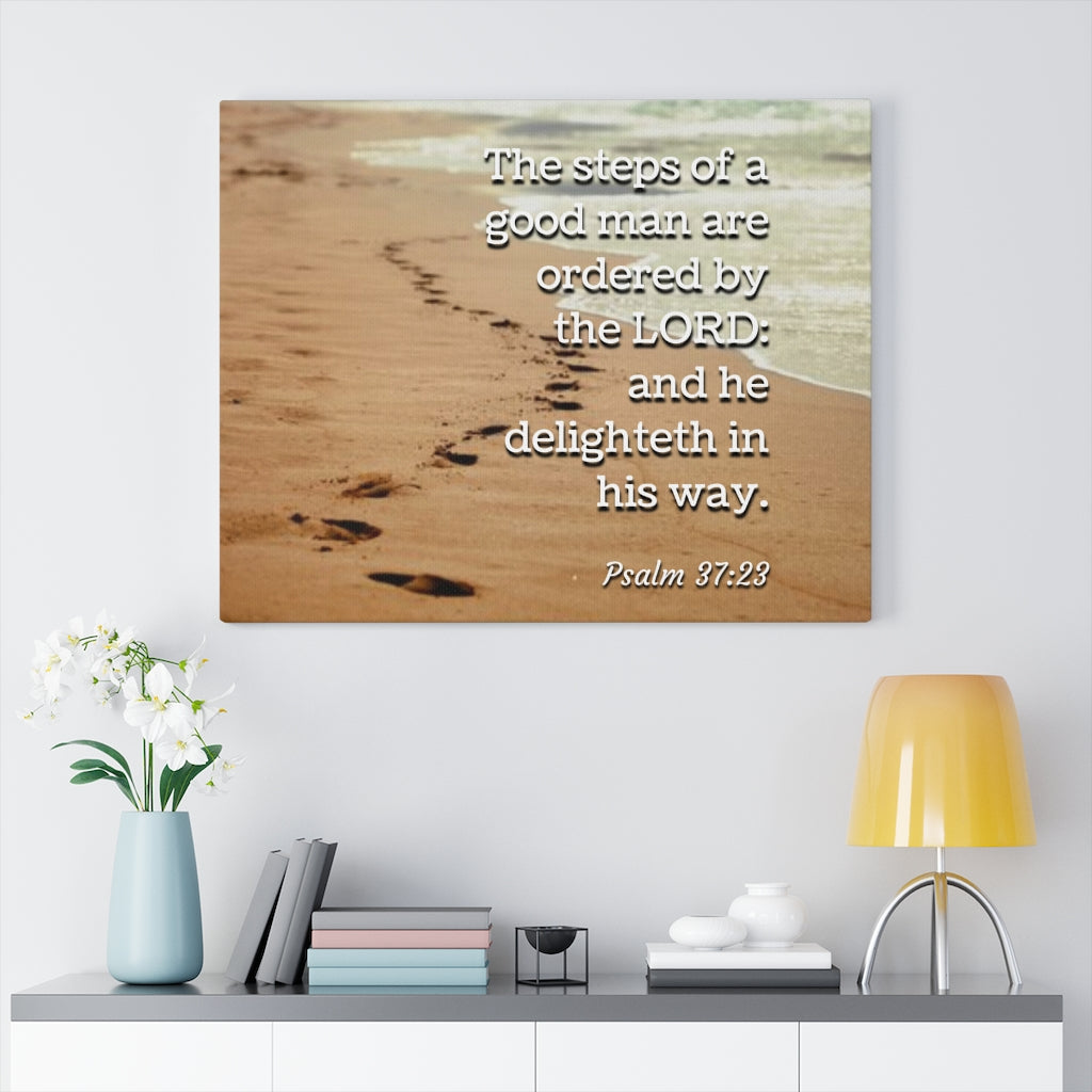 Scripture Walls The Steps Psalm 37:23 Bible Verse Canvas Christian Wall Art Ready to Hang Unframed-Express Your Love Gifts