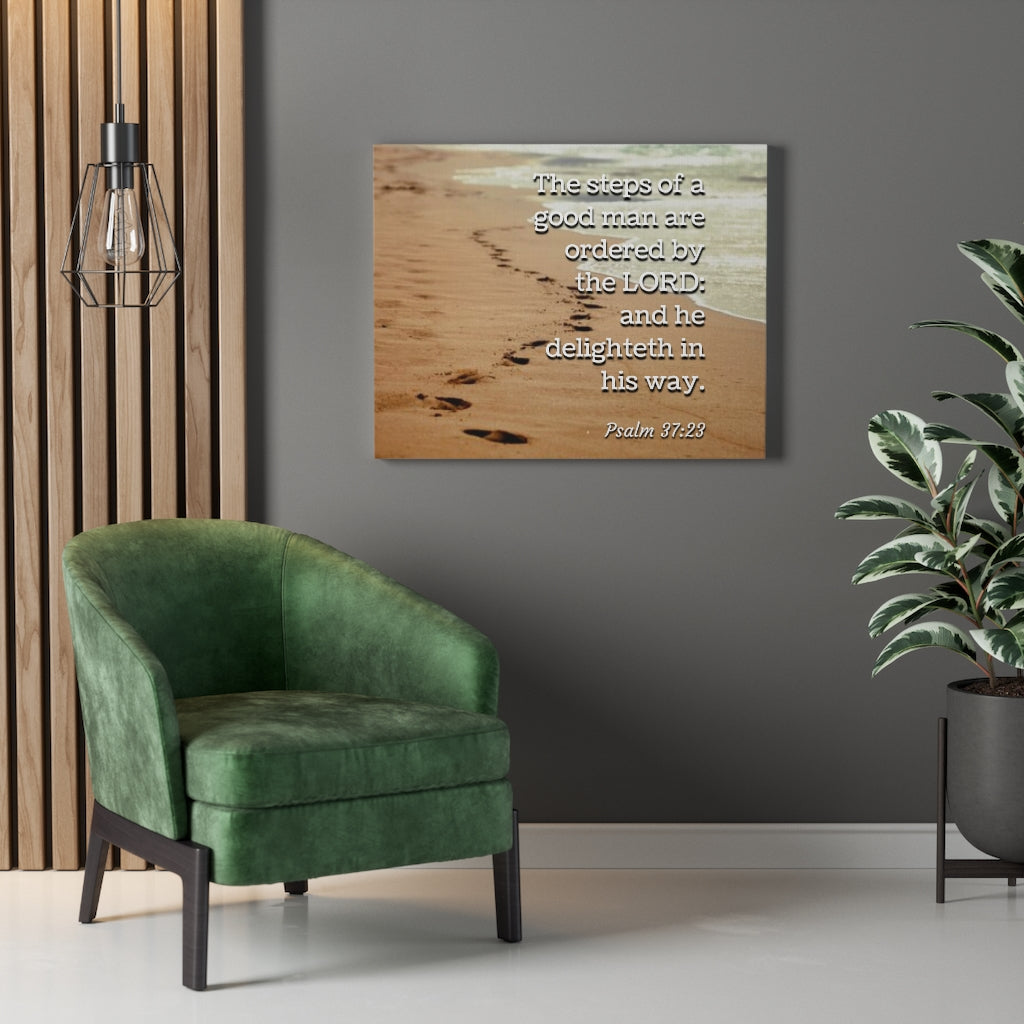 Scripture Walls The Steps Psalm 37:23 Bible Verse Canvas Christian Wall Art Ready to Hang Unframed-Express Your Love Gifts