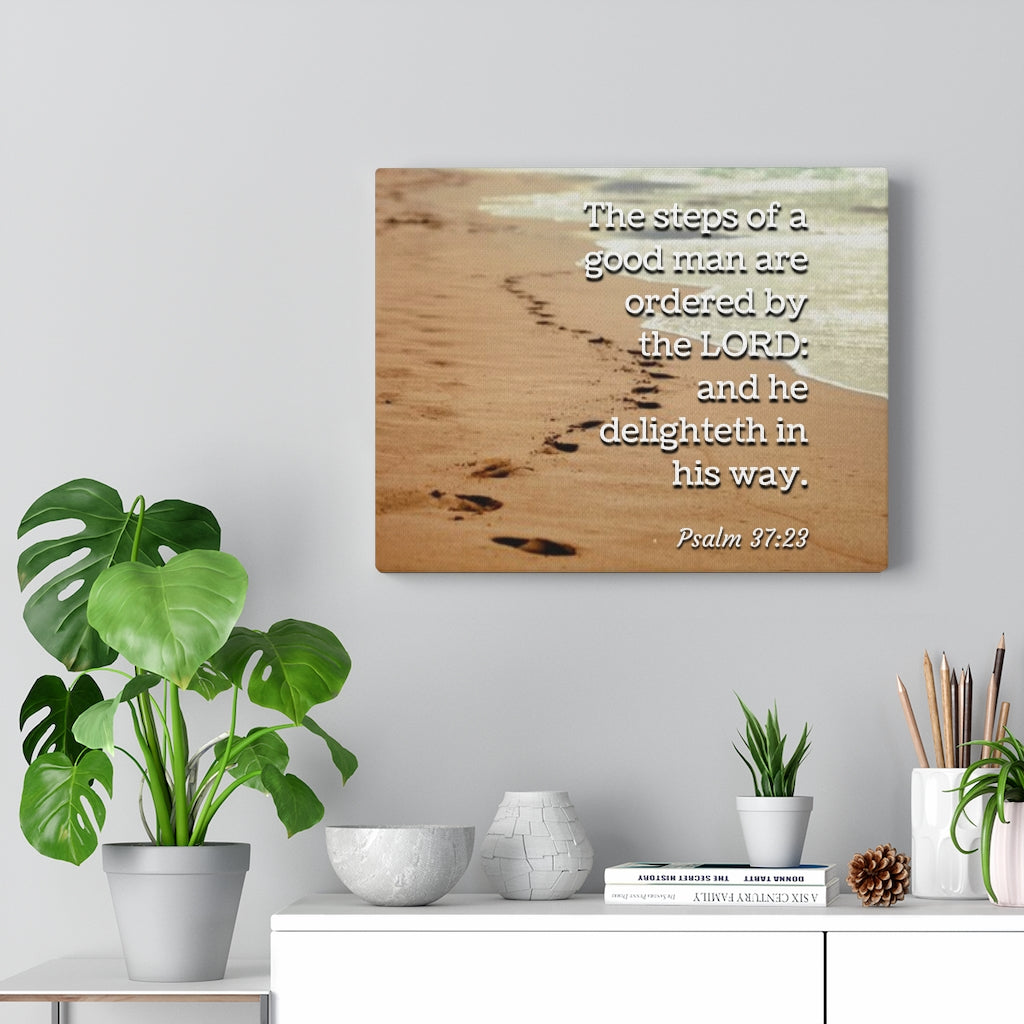 Scripture Walls The Steps Psalm 37:23 Bible Verse Canvas Christian Wall Art Ready to Hang Unframed-Express Your Love Gifts