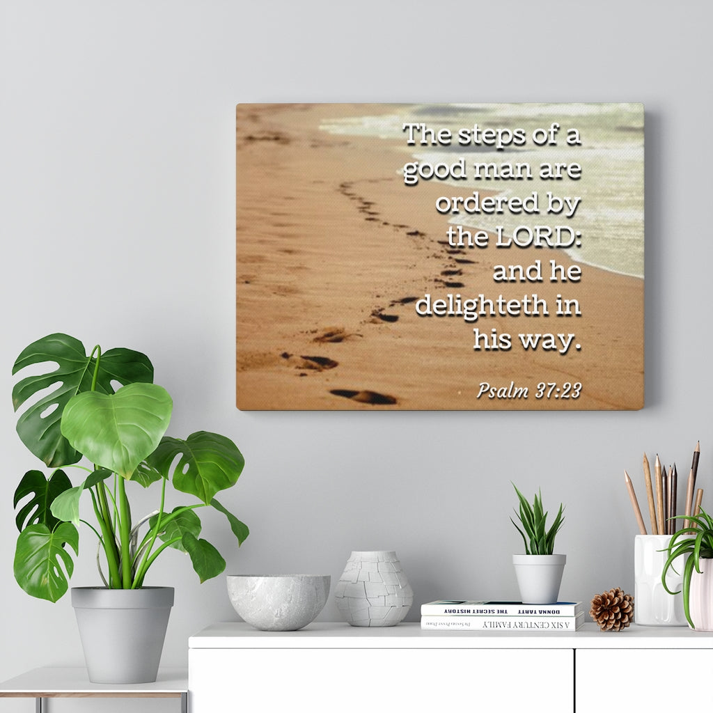 Scripture Walls The Steps Psalm 37:23 Bible Verse Canvas Christian Wall Art Ready to Hang Unframed-Express Your Love Gifts