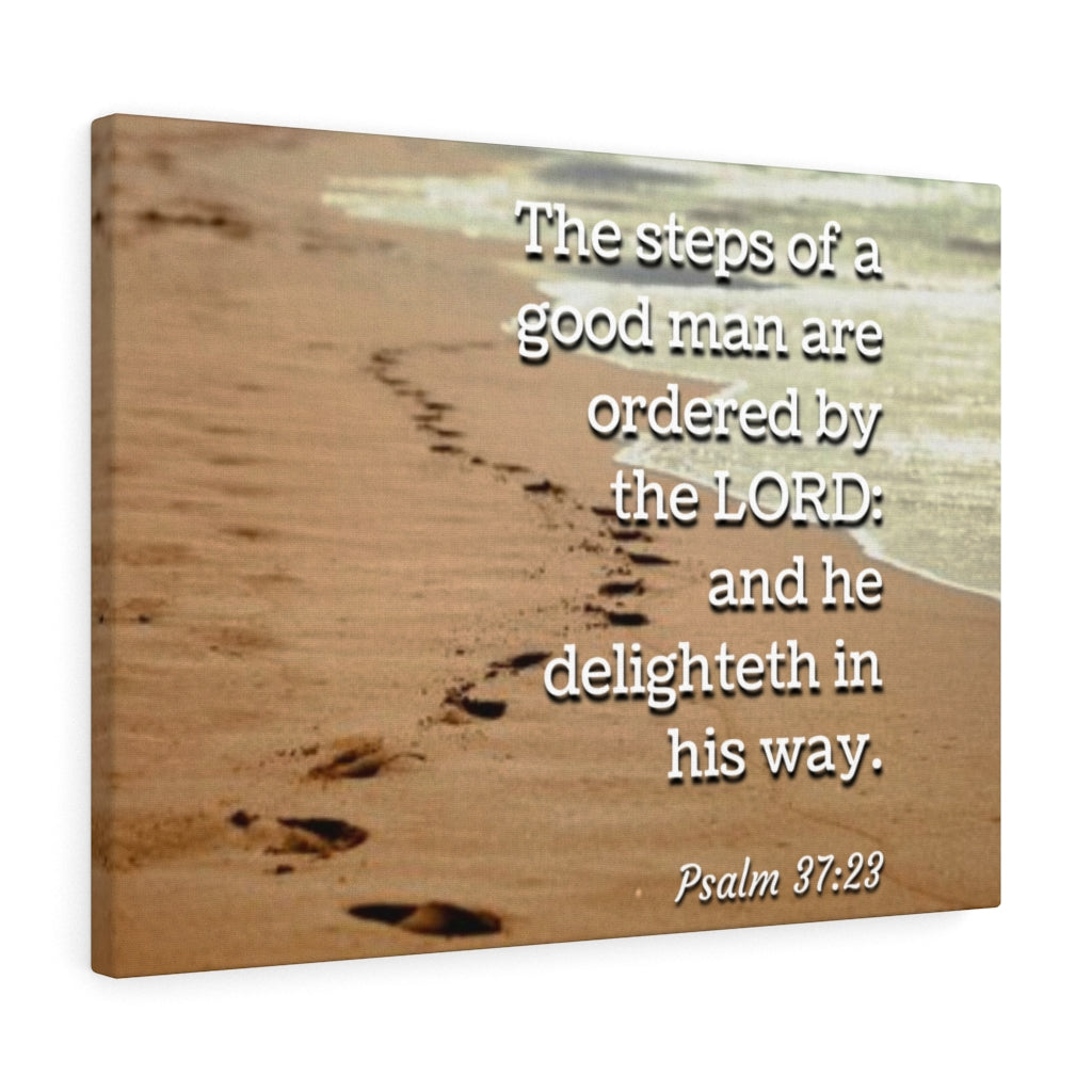 Scripture Walls The Steps Psalm 37:23 Bible Verse Canvas Christian Wall Art Ready to Hang Unframed-Express Your Love Gifts