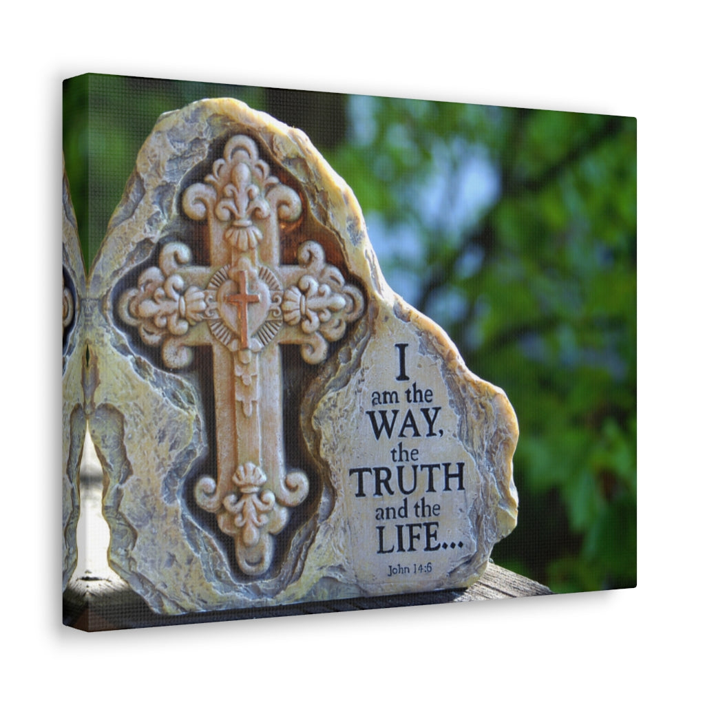 Scripture Walls The Truth And The Life John 14:6 Cross Bible Verse Canvas Christian Wall Art Ready to Hang Unframed-Express Your Love Gifts