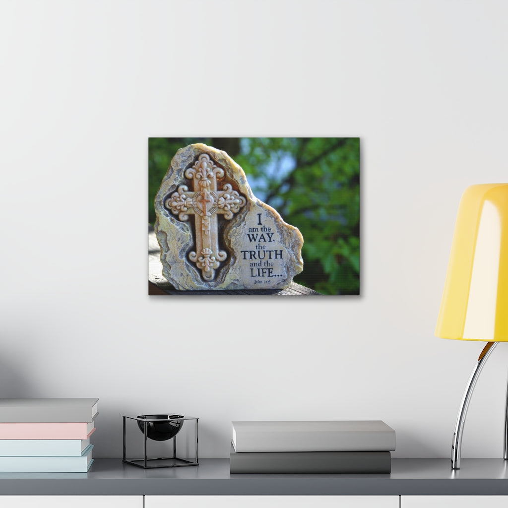 Scripture Walls The Truth And The Life John 14:6 Cross Bible Verse Canvas Christian Wall Art Ready to Hang Unframed-Express Your Love Gifts