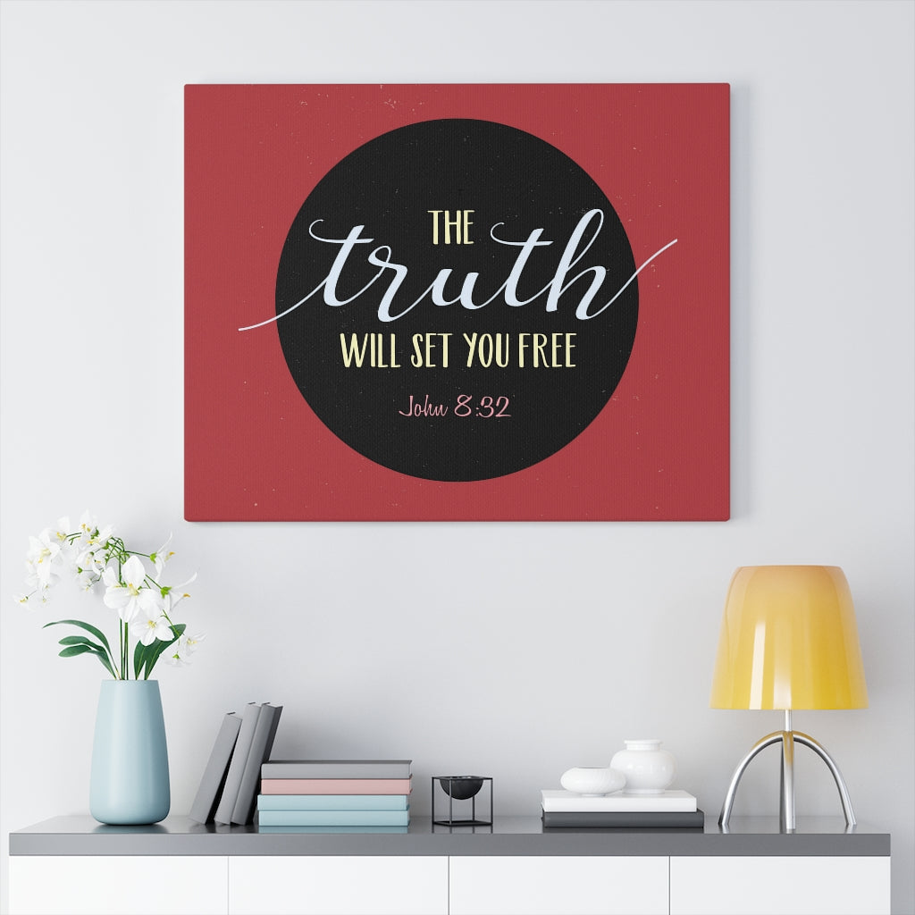 Scripture Walls The Truth Red John 8:32 Bible Verse Canvas Christian Wall Art Ready to Hang Unframed-Express Your Love Gifts