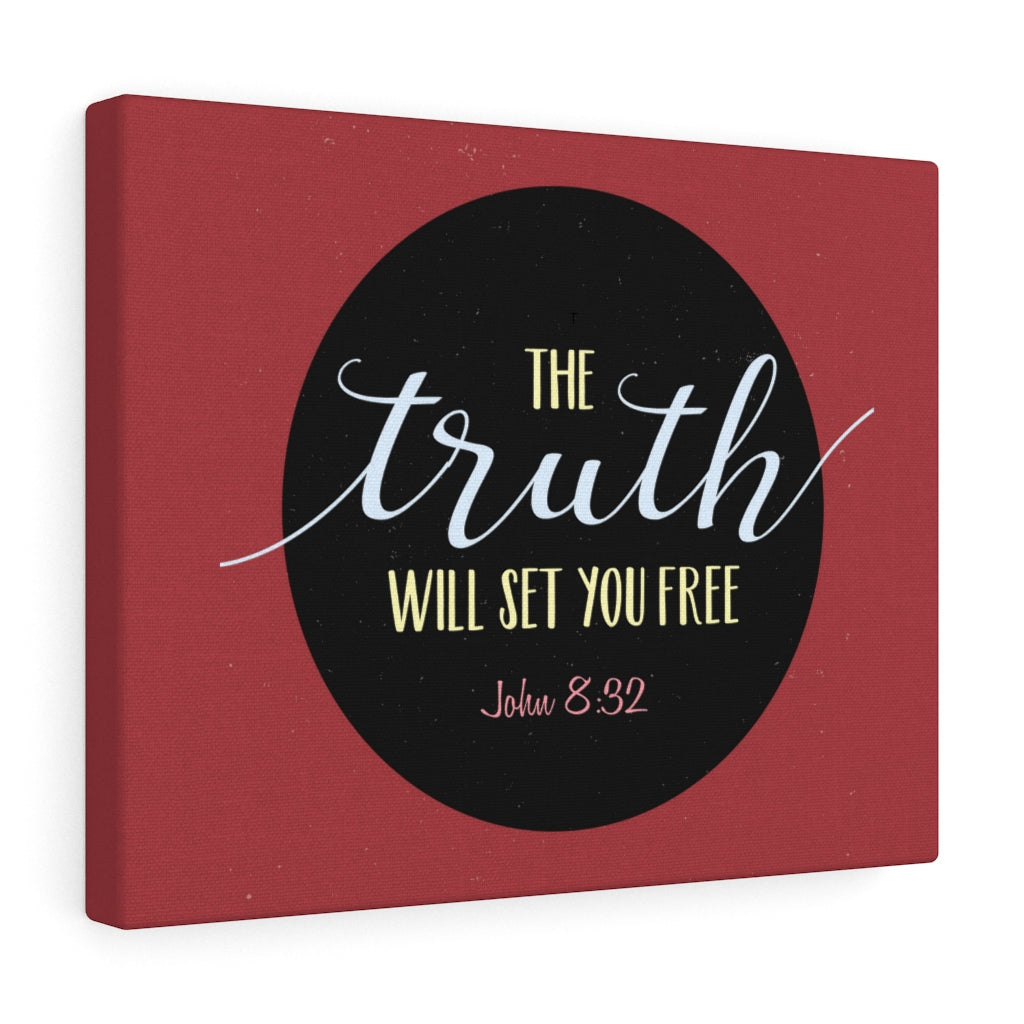 Scripture Walls The Truth Red John 8:32 Bible Verse Canvas Christian Wall Art Ready to Hang Unframed-Express Your Love Gifts