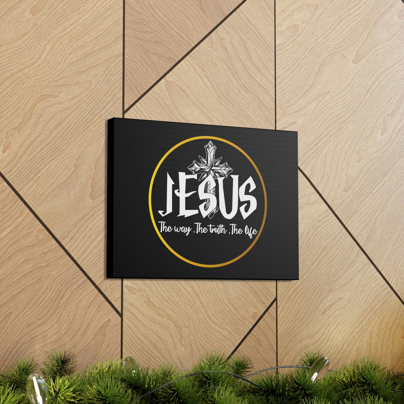 Scripture Walls The Way, The Truth, The Life John 14:6 Black Christian Wall Art Bible Verse Print Ready to Hang Unframed-Express Your Love Gifts