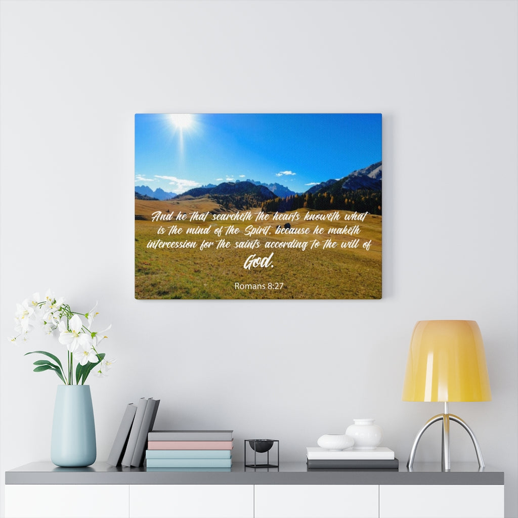 Scripture Walls The Will of God Romans 8:27 Bible Verse Canvas Christian Wall Art Ready to Hang Unframed-Express Your Love Gifts