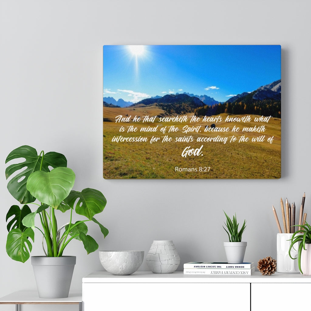 Scripture Walls The Will of God Romans 8:27 Bible Verse Canvas Christian Wall Art Ready to Hang Unframed-Express Your Love Gifts