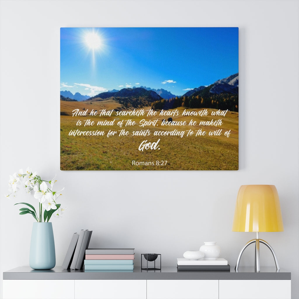Scripture Walls The Will of God Romans 8:27 Bible Verse Canvas Christian Wall Art Ready to Hang Unframed-Express Your Love Gifts
